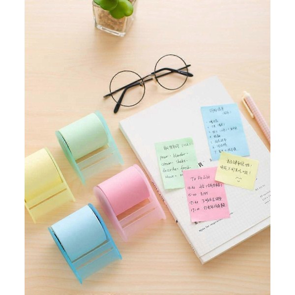4 st Självhäftande Rull-Sticky Notes med hållare, Flerfärgade Notes Hantverkstejphållare