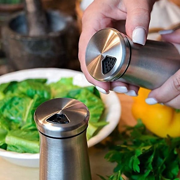 Salt- og pepperbøsser i rustfritt stål med justerbare hull - Ideelt for Himalaya- og bordsalt