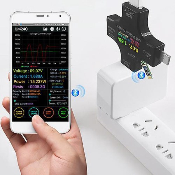 USB-C-testare - 2-i-1 Digital Multimeter för Spännings- och Strömstyrkemätning