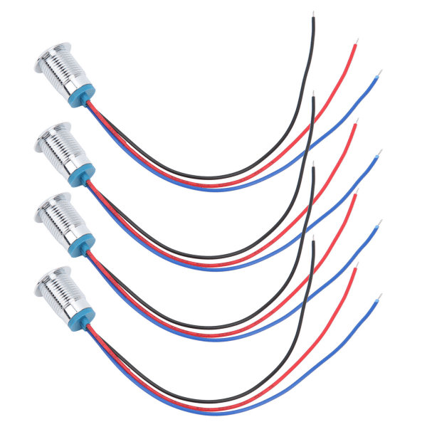 4 set merkkivalo LED-valo vedenpitävä yhteinen anodi teollisuusohjauskomponentit 12mm 110-220VRed ja sininen