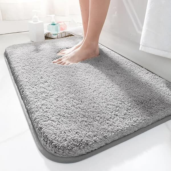 Sklisikker, Myk, Vannabsorberende, Mikrofiber, Baderomsmatte, Maskinvaskbar, for Badekar, Dusj og Bad, Mørkegrå