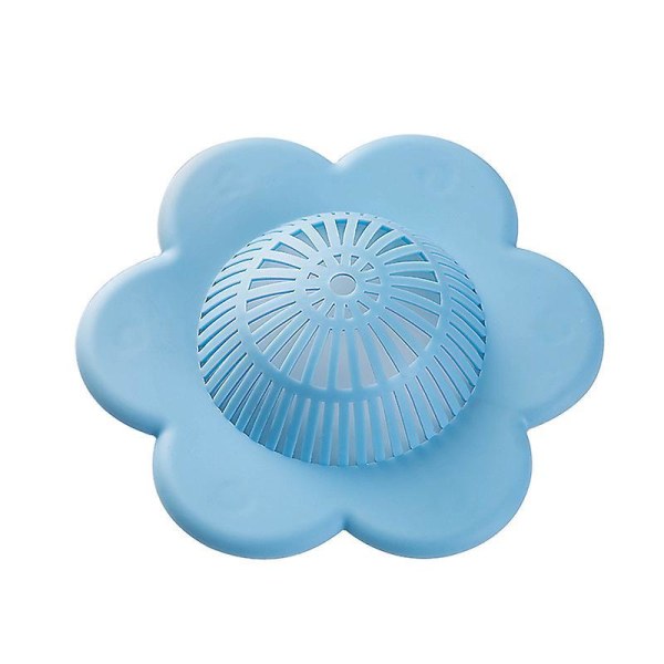 Sett med 4 blå silikonhårfangere med sugekopper - filtre til bad, badekar og kjøkkenservant