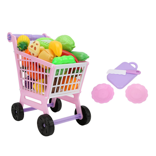 Plast Mini Supermarket Shopping Cart Play Set Desktop Simulation Basket Trolley Push Car Toys