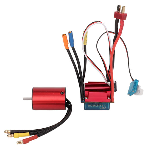 Børsteløs motor ESC CNC-bearbeiding aluminiumlegering 3800KV børsteløs motor 35A børsteløs ESC for 1/14 1/16 RC-bil