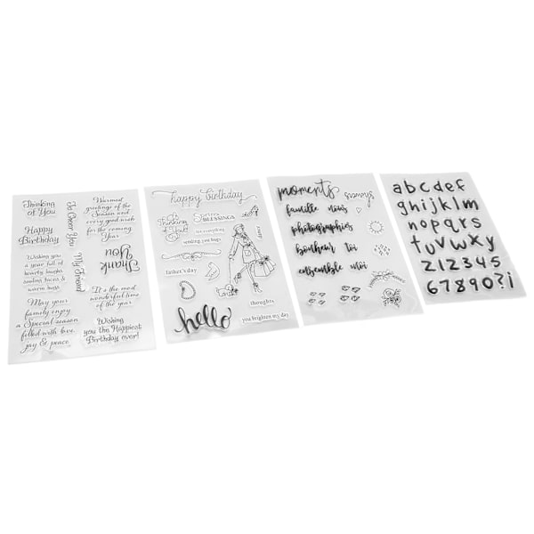 Klart silikonforsegling hilsen ord alfabet tall mønster preging mal for papir kortfremstilling DIY scrapbooking