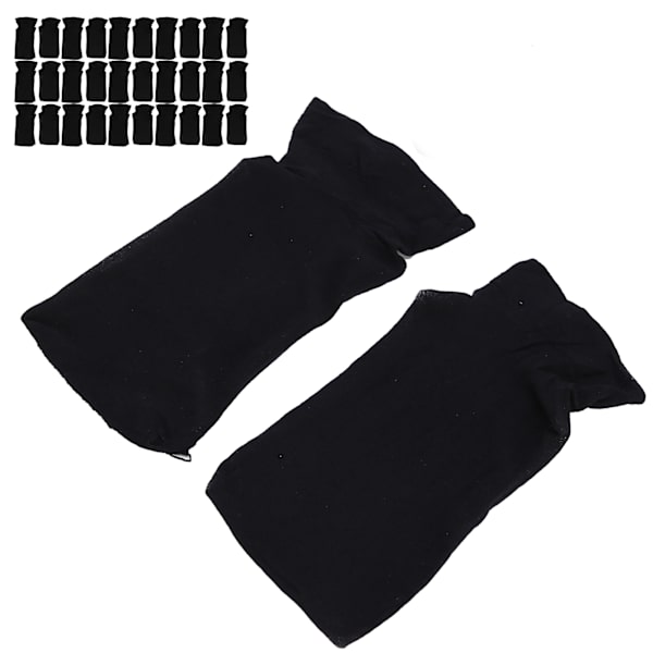 30st Professionell Strumpa Peruk Cap Stretchig Elastisk Tvättbar Portabel Hårnät Set Svart