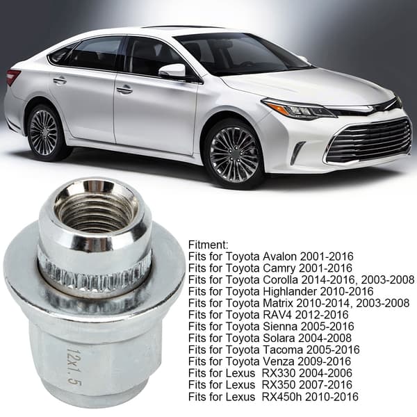 Silver Stål Bil Fälg Däck Muttrar Passar för Toyota Camry 2001-2016