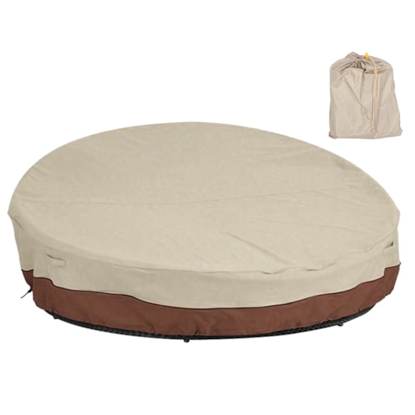 Garden Courtyard Outdoor Oxford Cloth Waterproof Dust-Proof Round Sofa Cover Protector 223x83cm