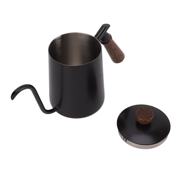 600 ml svanehals kaffekjele 304 rustfritt stål lang tut kjele trehåndtak hell over kaffekanne tekanne svart
