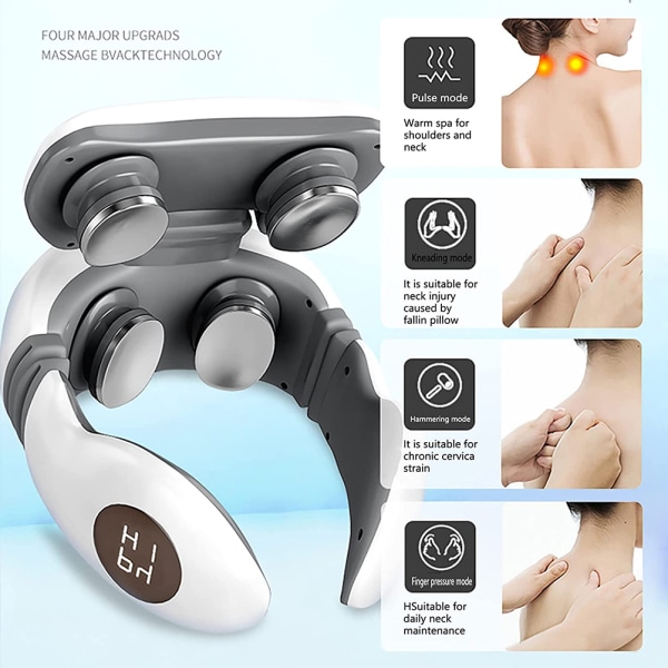 Elektrisk massageapparat til halshvirvelsøjlen med fjernbetjening 5 massagetilstande Flydende 3D-massagehovedmassageapparat med indbygget magnet
