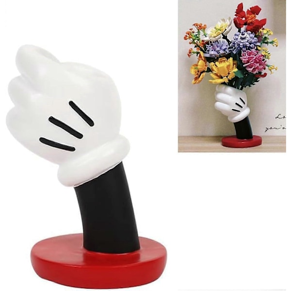 7' Mus Hand Blomvas, Kreativ Sminkborsthållare, Unik vas Blomvas, Bordsdekorationer, Söt Hemmakontor Harts Krukväxter ZD B2