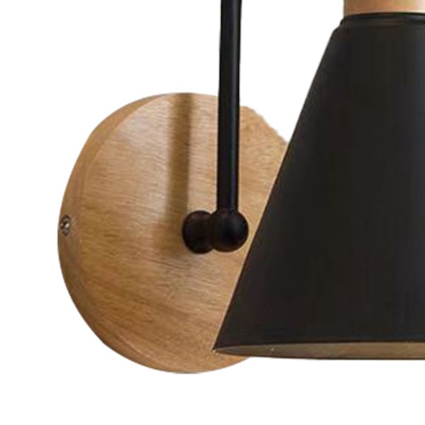 Ganglampe til væg i jern - buet væglampe til soveværelse, stue, kontor - uden pære - sort