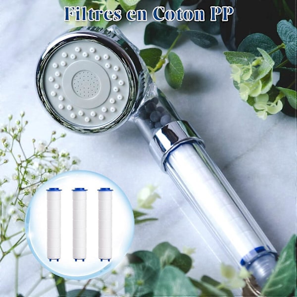 (80mm) Brusehoved Filter 8 stk. Aftagelige Anti-Kalk PP Bomulds Brusefiltre til Håndbruser