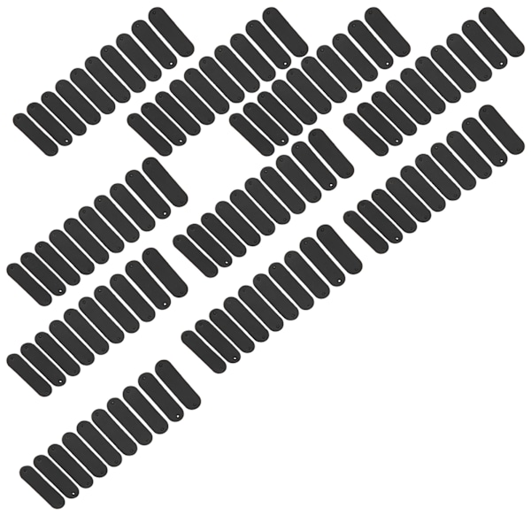 100 stk Heklelapper 4,5x1,2cm 2 Hull PU Lær Etikett Praktisk Pynt DIY Tilbehør Svart