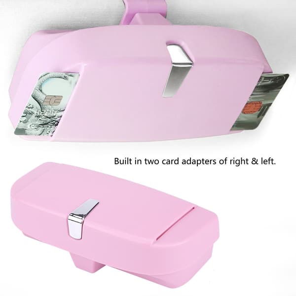 Bil Auto Alsidig Solbrille Opbevaringsholder Klips Etui Organizer Boks Universal (Pink)