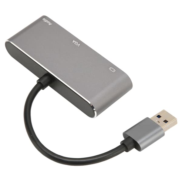 USB3.0 till High Definition Multimedia Interface VGA-adapter USB Split Screen 1080P Free Drive Silvergrå 3-i-1-hubb