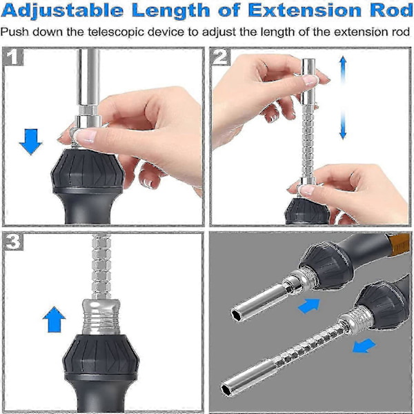 11 I 1 Multi-bit Skruetrækker, Skruetrækkersæt, Magnetiser, Teleskopisk Skruetrækker Med Magnetisk Skralde Hex Socket Til DIY, Husholdningsapparater, Tomotiv