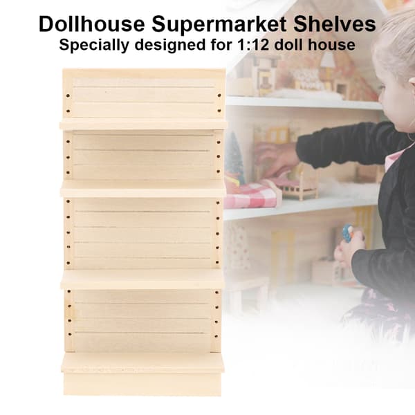 1/12 Dukkehus Miniatyr Supermarked Hyller Tre Mini Modell Sett Tilbehør Supermarked Hyller