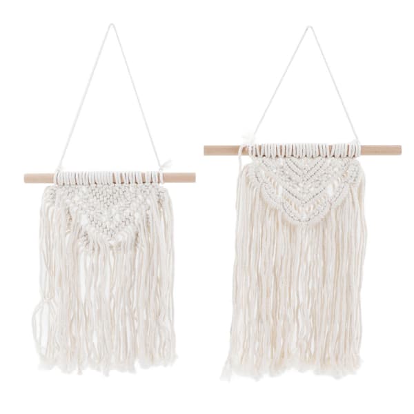 2 stk Makrame Veggoppheng Blonder Dusk Boho Stil Polyester Eik Dekorativ Makrame Veggdekorasjon for Fest Bryllup