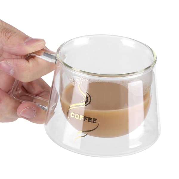 Dobbeltvægget isoleret glaskop varmebestandig krus glas til kaffe te mælk