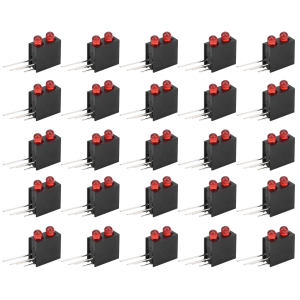 100 stk 3 mm lysholder Dobbelt hull LED-diodelampe med sokkel Industrielt indikatortilbehør Rødt lys