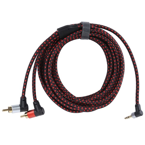 90° 3.5mm hanstik til 2RCA han lydkabel ABS stereomikrofonkabel til DVD-højttaler 5m