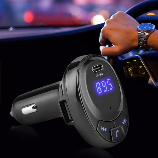 BT09 12V Bluetooth Langaton FM-Lähetin Mp3-Soitin Type-C Nopea Lataus PD 18W Auton Lataus Musta