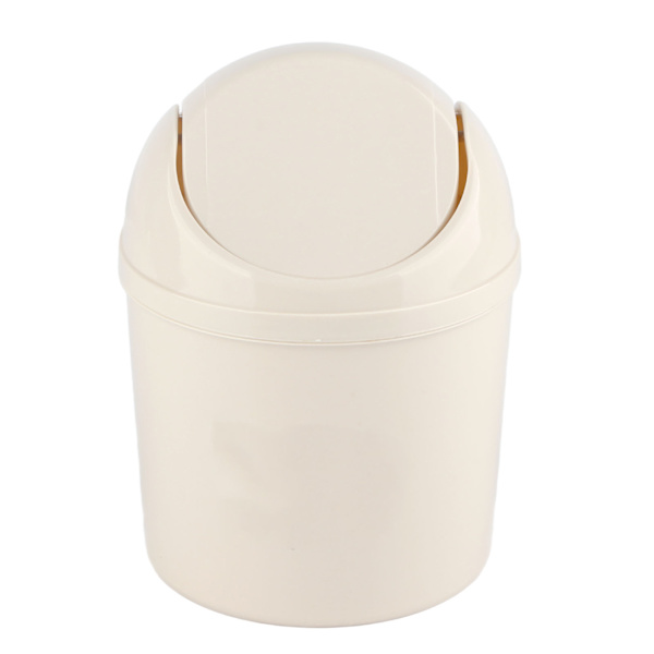 Mini Desktop Papirkurv PP Kompakt Intim Låg Design Skraldespand til Hjem Køkken Skrivebord Soveværelse Stue Hvid