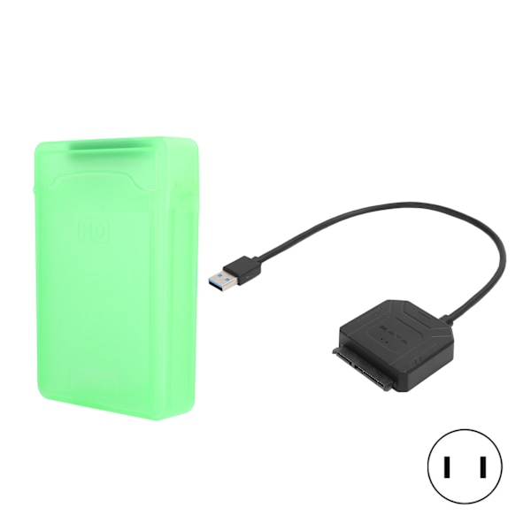 SATA USB 3.0-adapter 2,5 tommer 3,5 tommer SSD HDD harddisk-kabel datamaskintilbehør beskyttelsesboks (grønn)