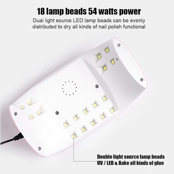 54W 18 LED Smart Infrarød Sensor UV Sollys Neglelampe Gel Polish Herding Timing Manikyr Maskin