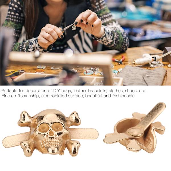 20 stk DIY nagler Skull-formede punknagler for armbånd Vesker Klær Lærhåndverk Gull 13x15mm