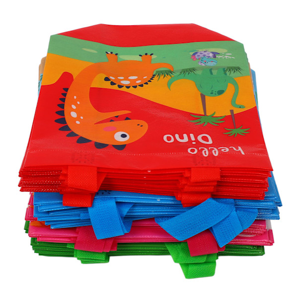 24 stk. søde dinosaur gaveposer, foldbare nonwoven dinosaur festposer til fødselsdagsfester, babyshowers