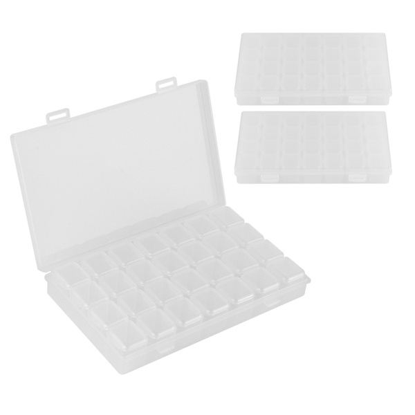 3Set 28Slots Diamanter Målning Boxar Organizer Diamanter Broderi Tillbehör för DIY Konst Hantverk Sömnad