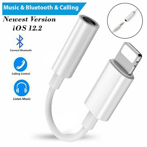Lightning til hovedtelefonstikadapter 3,5 mm øretelefonadapterstik til iPhone 7