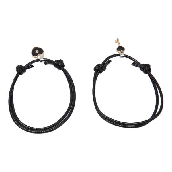 10 stk Hjerteform armbånd Nylon reb Længde Justerbar Let Match Stilfuldt Armbånd Smykker til Par Kvinder Mænd Gave Sort