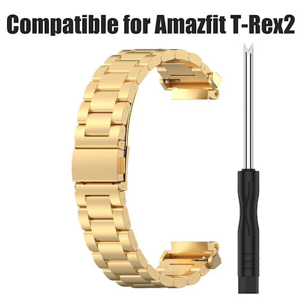 Solid rustfrit stålrem kompatibel med Amazfit T-Rex2 erstatningsremme metalurrem