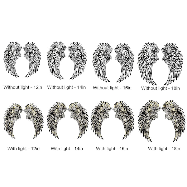 Englevinger Metall Veggkunst med LED-lys 18in Med lys