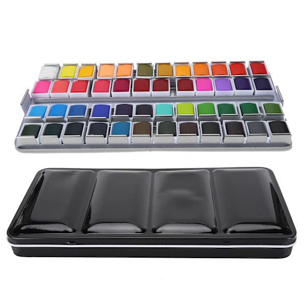 Akvarelfarve Bærbar Bright Color Akvarel Pigment Sæt Paint Supplies med Box48 farver