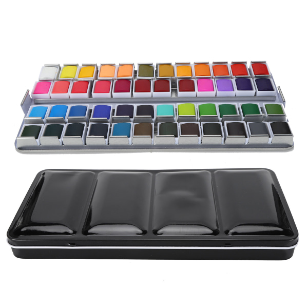 Akvarellmaling Bærbar Bright Color Akvarellpigmentsett Malingrekvisita med Box48 farger