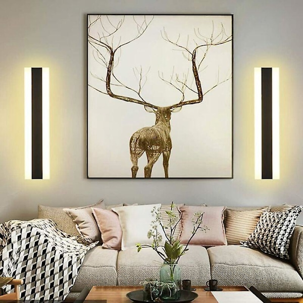 Lång LED Villa Vägglampa Villa Veranda Utomhus Vägglampa IP65 Vattentät Vägglampetter Svart Lång Ljusremsa Aluminium Utomhus Vägglampa-30CM, Varmt Ljus