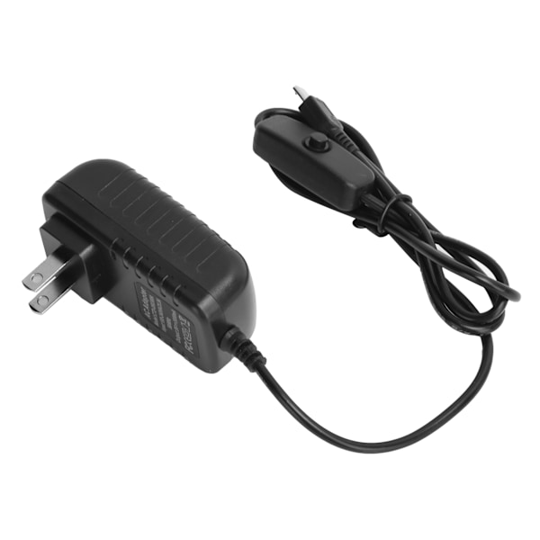 Strømforsyning til Raspberry Pi 5V 3A med integreret tænd/sluk-knap Micro USB-adapter 100-240V US-stik