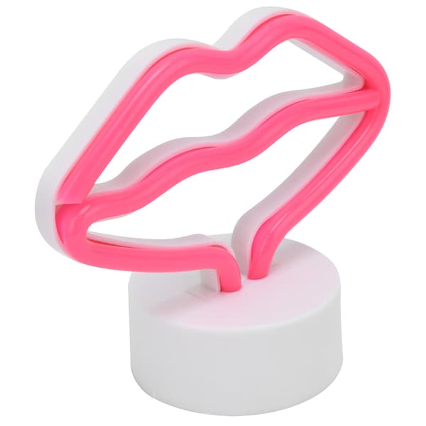 Läppformade LED Neon Skyltar med Ställ USB-driven Neonlampa för Babyrum Party