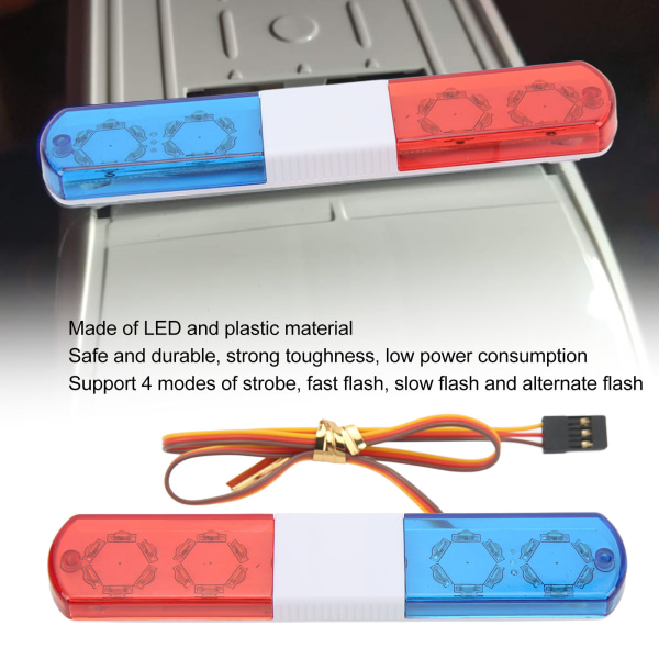RC politibil LED-lys - rød blå blinkende alarmlampe for 1/8 1/10 RC biler - 4 moduser