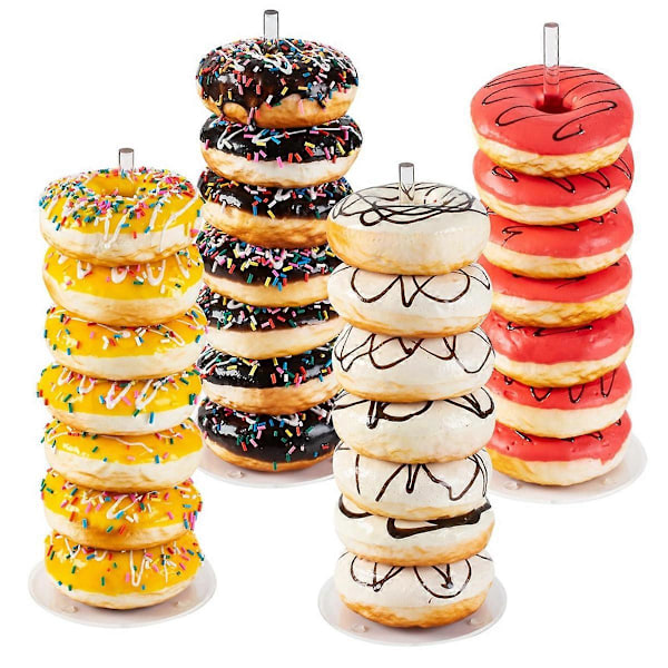 4 stk. Klar Akryl Donut Display Stand