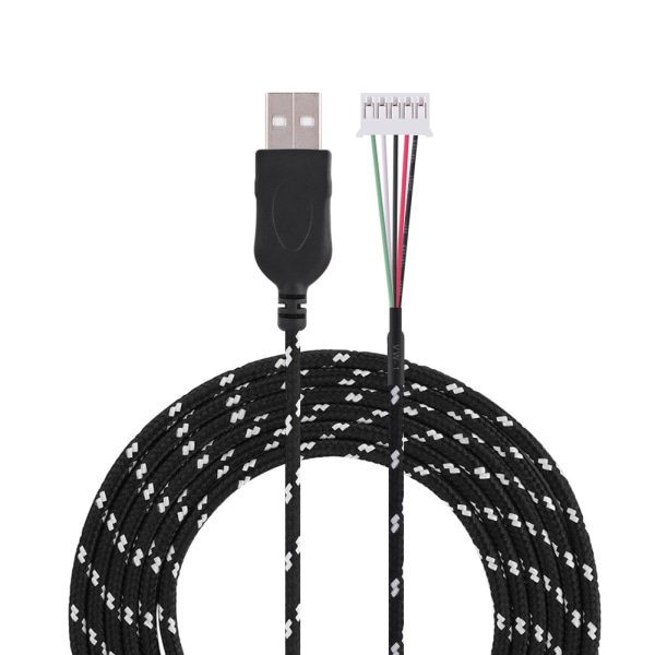 2,2 meter USB-kabel ledningserstatning for Steelseries kana mus svart+hvit