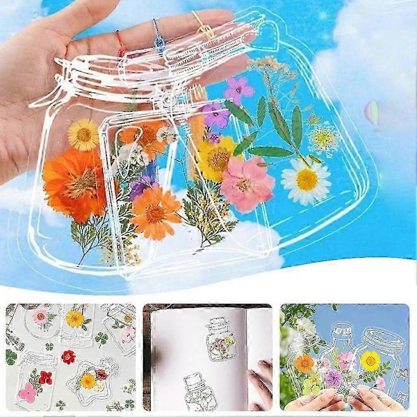 Gennemsigtigt presses blomster bogmærke sæt - DIY tørrede blomster bogmærker, Herbarium sideclips kunsthåndværk gave til bogelskere 9,5x12,5cm 40 stk