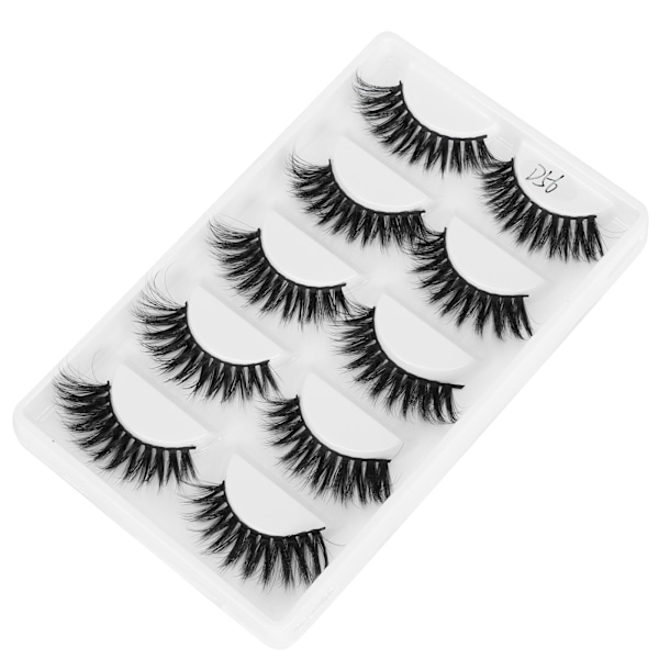 5 par tykke tette falske vipper Tredimensjonale lange krøllete falske øyevipper Makeup Tool(D56)