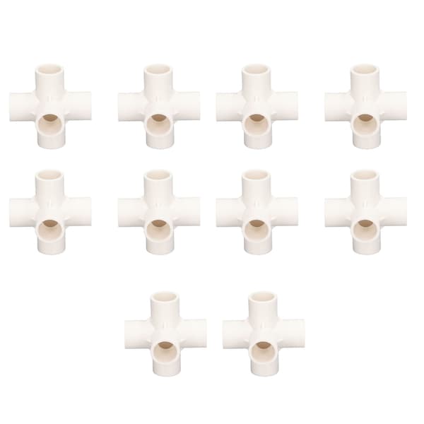 10 stk. PVC-rørfitting 20 mm 5-vejs retvinklet 3-dimensionel albue-rørforbindelse til møbler hvid