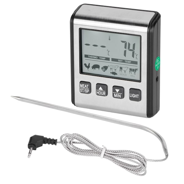 Digital Grillmatstermometer Temperatur Larm BBQ Vikbar Sond Kötttermometer