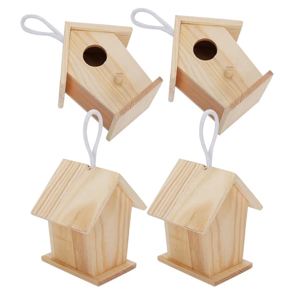4 stk. Mini udendørs hængende fuglehus redebur ornament til havebalkon